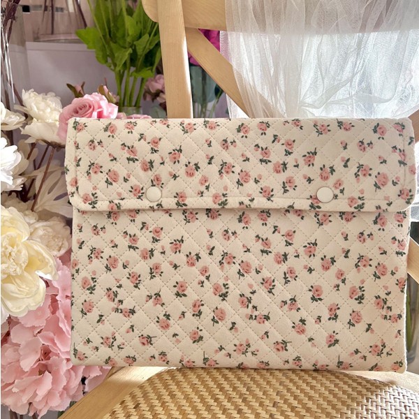 Flower Pattern e Laptop Sleeve Case Bag 11 13 14 Inch För bok Pink large