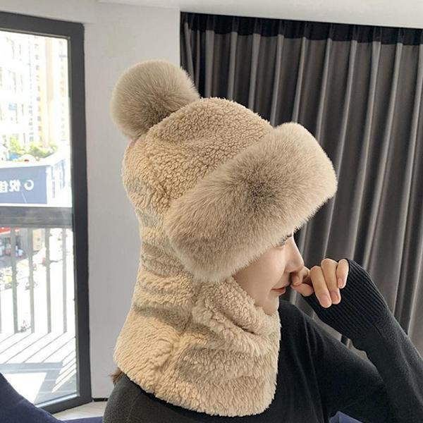 Vinter Cashmere Hat Fleece Herre Dame Hode Hette Skjerf Lue Cap Wa Gray