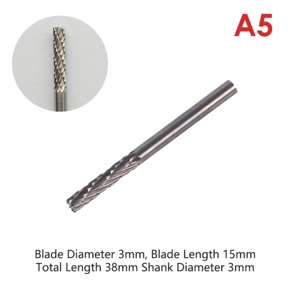 Tungsten Rotary File Hard Legering Rotary Bur Drill Bit Gravering A5