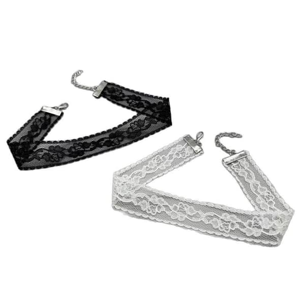 Kort blonde choker halskæde til kvinder piger sort hvid romantisk Black