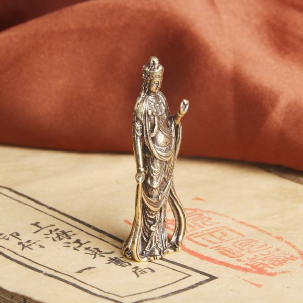 Samlerbart antikk kobber Buddha Guanyin Bodhisattva Utsøkt