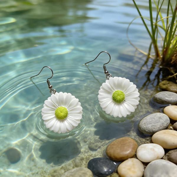 Boho 3D Blomster Dingleøreringe til Kvinder Farverig Harpiks Blomster A3