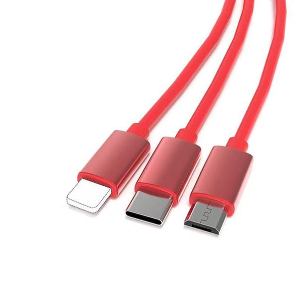 Krystall En Til Tre Teleskopisk Datakabel Mobil Ladekabel Red