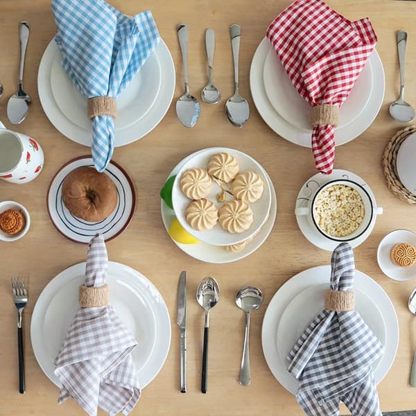 Gingham Serviet 45cm X 45cm Bomuld Lille Tern Stof Bord Serviet A2