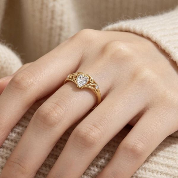 Fine guld stabelbare ringe sæt vintage kvist blad Zircon Stacki B 9