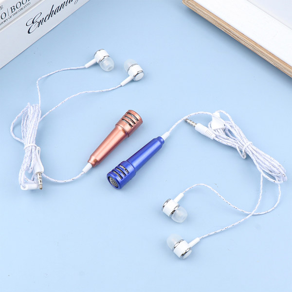 3,5 mm Karaoke Mikrofon Hörlurar In-Ear Headset Mini Stereo Wi Rose red