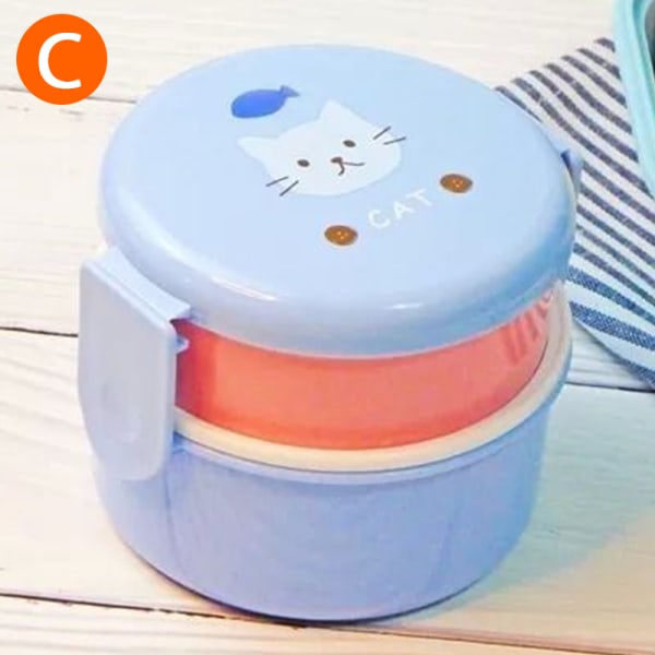 540 ml Lunch Box Kaksikerroksinen pyöreä Mini Bento Box Lasten C