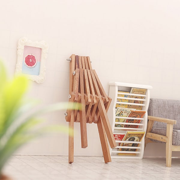 1kpl 1:12 Dollhouse Miniature Chair Kokoontaittuva tuoli Nojatuoli