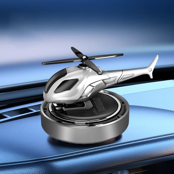 Solar Bilduft Helikopter Bil Luftfrisker Dashbordpynt Red
