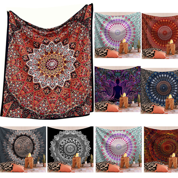 Gobeläng Vägghängande Mandala Hippie Gypsy Överkast Kast Boh 12L