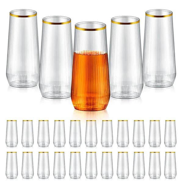 Ribbade Stamlösa Vinglas Plast Klar Bröllopsfest BBQ Dr Clear 1PCS
