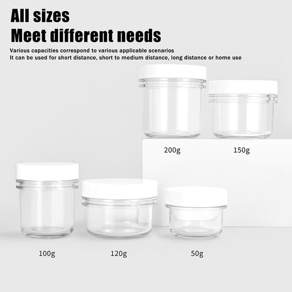 1 stk påfyllbare kosmetiske prøvebokser Klar plast ansiktskrem 50ml