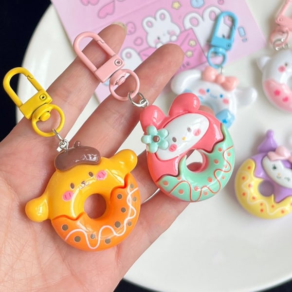 Cartoon Donut Sanrio nøglering taske tilbehør til kvinder piger K Pink