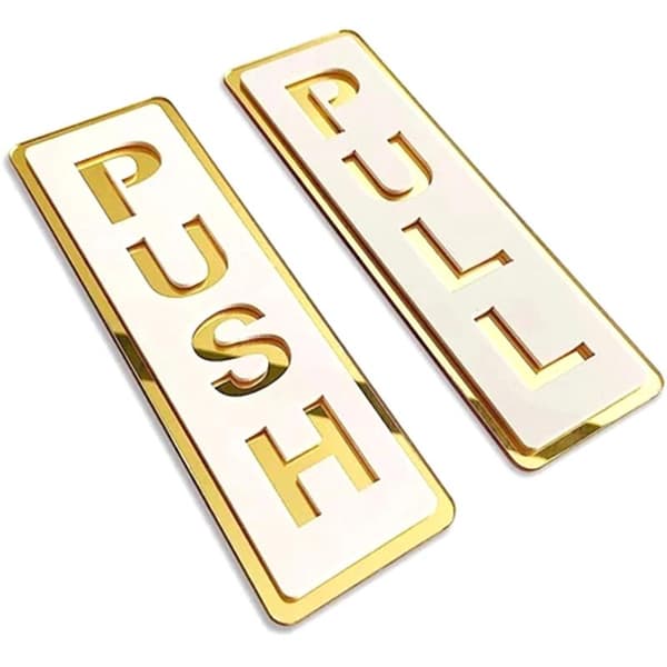 2PCS Akryl Push Pull Dörrskyltar Butiker Självhäftande Dragdörr Black