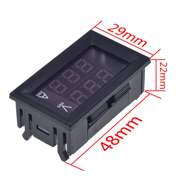 DC 10A Voltmeter Amperemeter LED Meter Måler Bil Motocykel Spænding