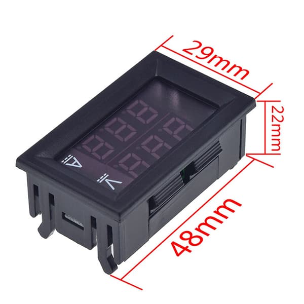 DC 10A Voltmeter Amperemeter LED Meter Måler Bil Motorsykkel Spenning