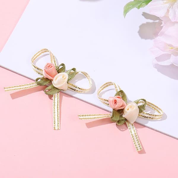 (10st/förpackning) 4,5 cm rosknopp rosett vit rosa 2 rosenrosetter presentförpackning 1