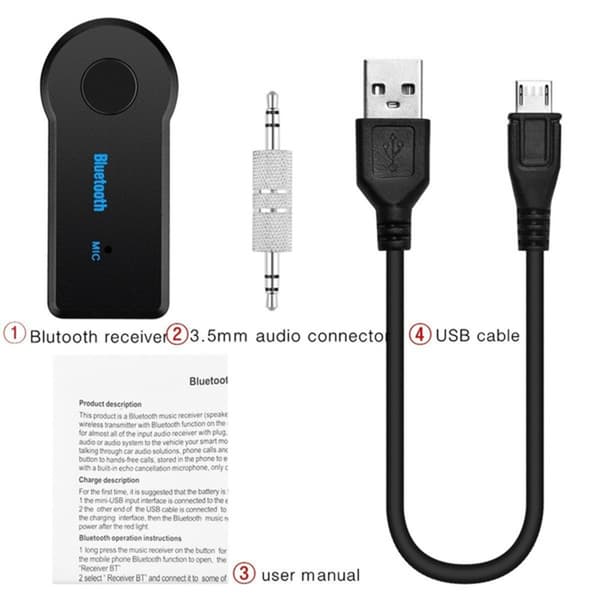 Trådløs Bluetooth 3,5 mm AUX eller stereomusikk hjemmebilmottaker A