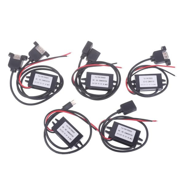 1 stk 12V 24V til 5V 3A Bil Step Down Konverter Spændingsreducerende Dual Square USB