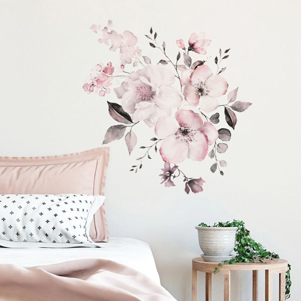 väggdekor akvarell rosa blomma grupp bakgrundsdekoration