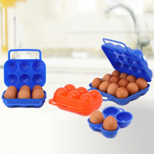 Eggoppbevaringsboksbeholder Bærbar eggholder i plast Orange