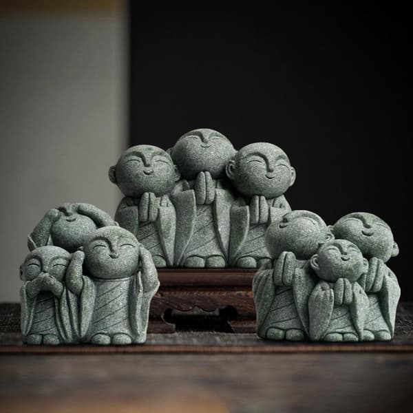 Hållbar miniatyrstaty utsökt liten munkfigur hand A10