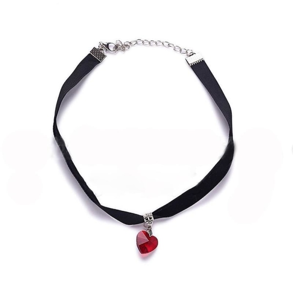 Ny 1x Gothic Velvet Heart Crystal Choker Håndlaget kjedepenn White