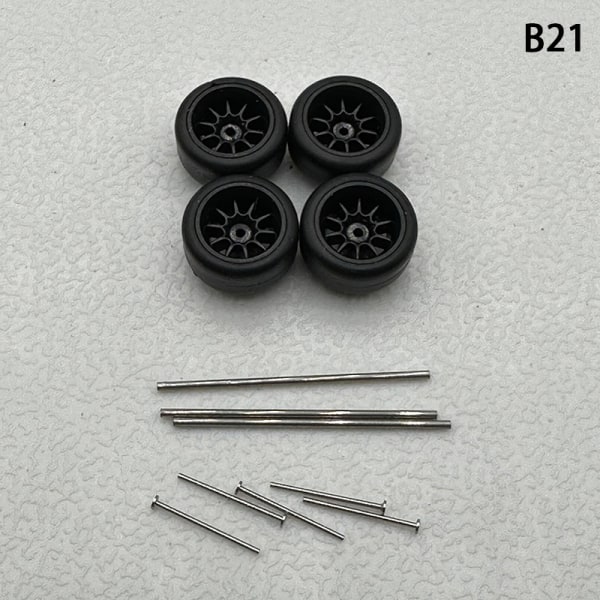 1 set 1/64 mallin auton pyörät kumirenkailla muokatut osat Ve B21 10Claws Black