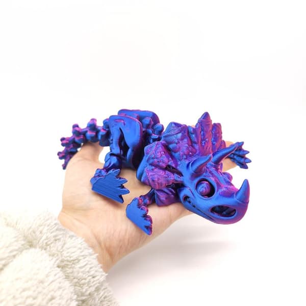 3D-printet skjelett Triceratops Artikulerte actionfigurmodell Blue