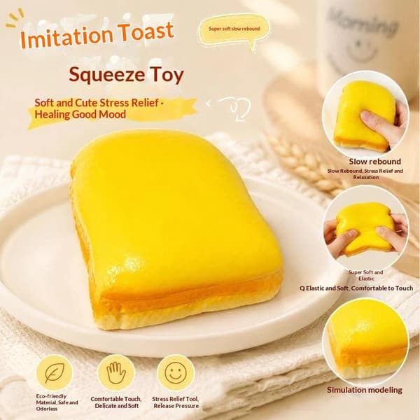 Naturtro Toast Langsom Stigning Fidget Gadget Blød Elastisk A4