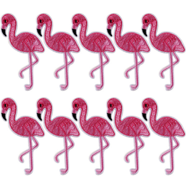 10 ST Flamingo Patch Broderad Sy Iron On Bag Tyg Appliqu