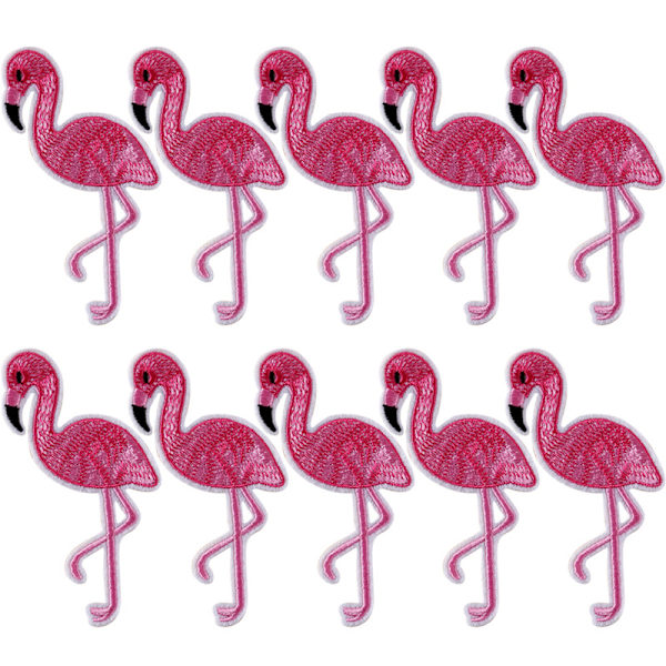 10 STK Flamingo Patch Broderet Sy Strygning På Taske Stof Appliqu