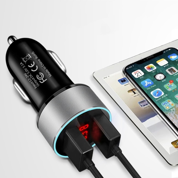 Dual Socket 3.1A Telefonoplader r Lysstik Strømadapter 2 Por