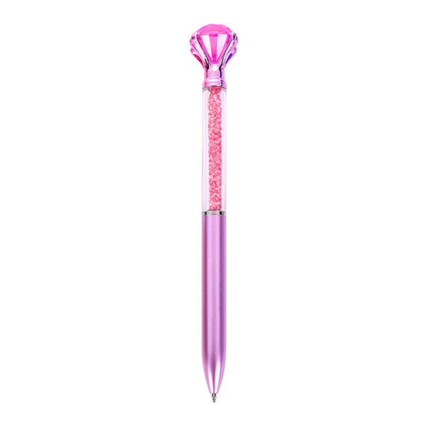 1Pc Creative Crystal Diamond Kuglepen Black Ink School Off Pink