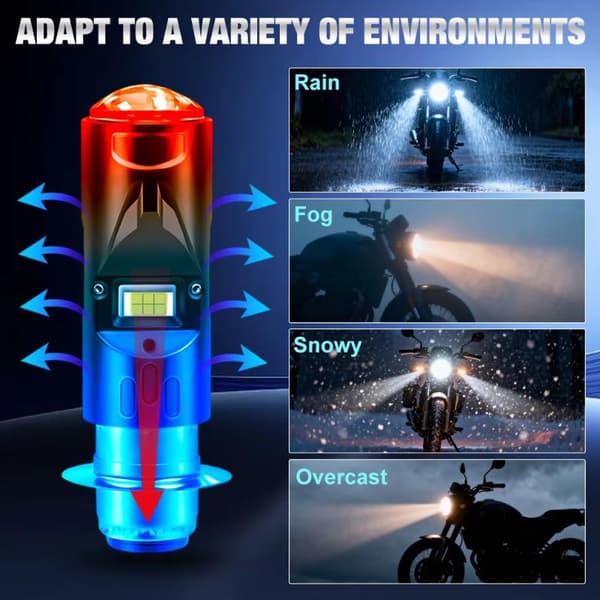 1 stk H4 BA20D P15D Motorsykkel frontlyspære LED Supersterk F A1