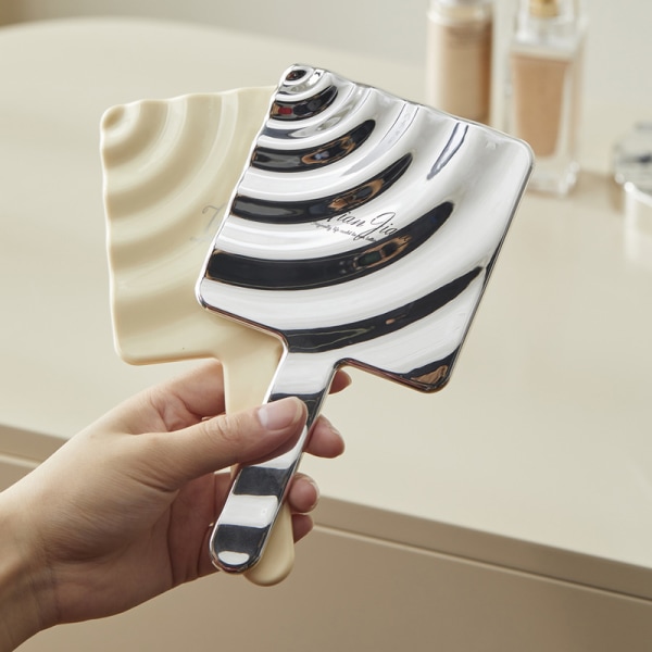 Kahva Mirror Square Makeup Mirror Handheld Vanity Mirror Hand White