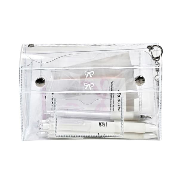 PVC Transparent Knapp Pennfodral Stor Kapacitet Vertikal Enkel
