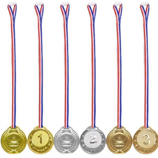 Barn Guld Plast Vinnare Medaljer Sport Day Party Bag Pris A3