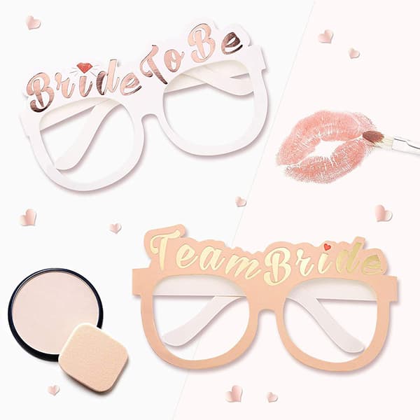 Polterabend Papirbriller Rose Gold Team Bride White Bri B