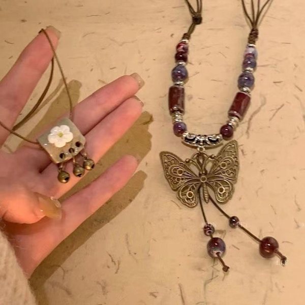 Vintage Butterfly Beads -kudotut ketjuriipuskaulakoru naisille A1