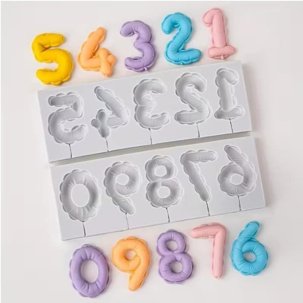 Nummer Slikkepind Silikoneform DIY Fondant Kagepynt Værktøj White