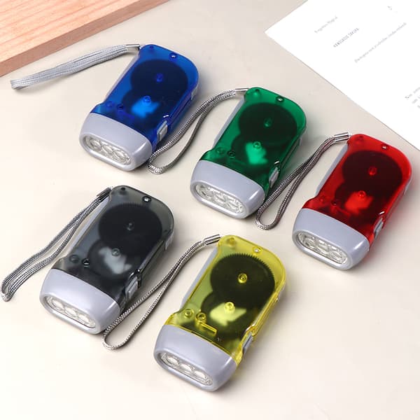 LED Handpress Dynamo Vevdriven Ficklampa Utomhus Green