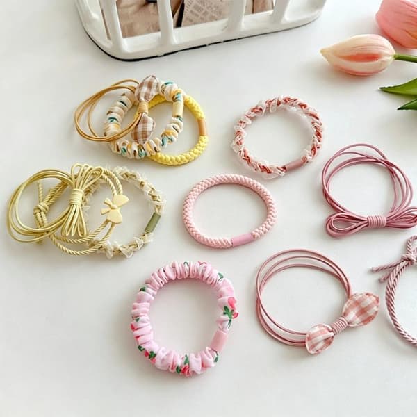 6 stk. højelastisk hårelastik til kvinder, scrunchies, hestehaleholder Black