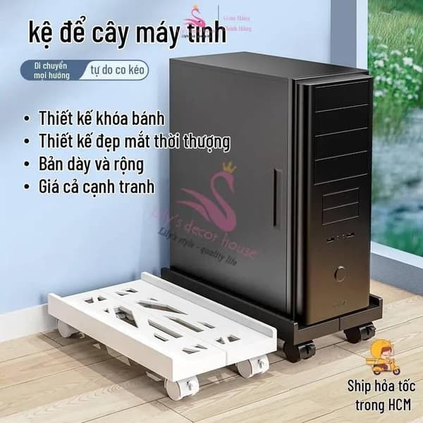 Datamaskinveskebrakett med uttrekkbar base white