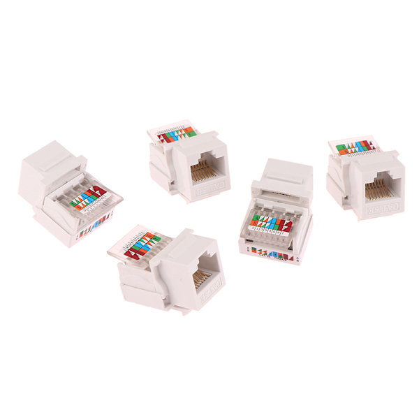 5 STK RJ45-kontaktinformasjon Stikkontakt Datamaskinuttak Kabel Ad White