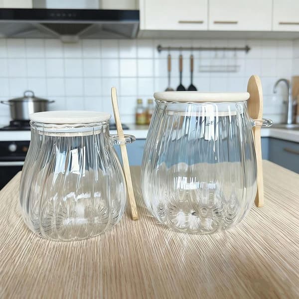 Glasförvaringsburk Te Kaffe Socker Behållare Kök Behållare Med Medium