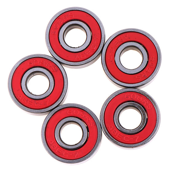 5 stk Rød ABEC-7 608RS Skateboard Rulleforseglede kuglelejer 8x