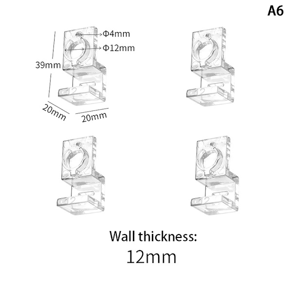 4 stk Aquarium Akryl Clips Akvarium Låg Dæksel Support Holder 12mm
