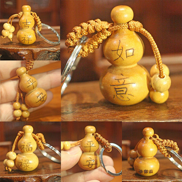 1 stk. Græskar Craft Nøglering Mahogni Traditionel Fortune Keyrin
