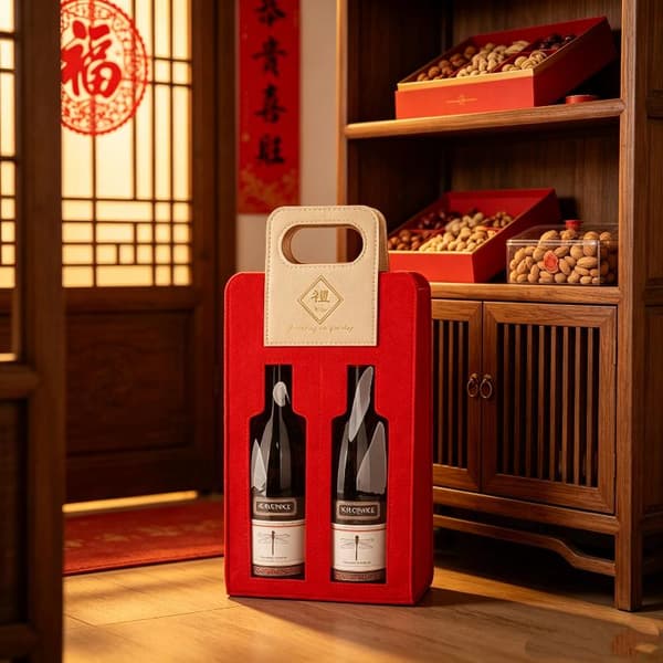 Non-woven Fabric With Handle Wine Gift Bag With Transparent Win A1